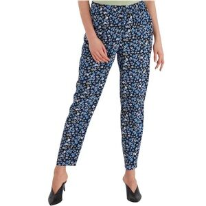 NWOT White House Black Market Blue Floral Slim Straight Leg Ankle Crop Pants